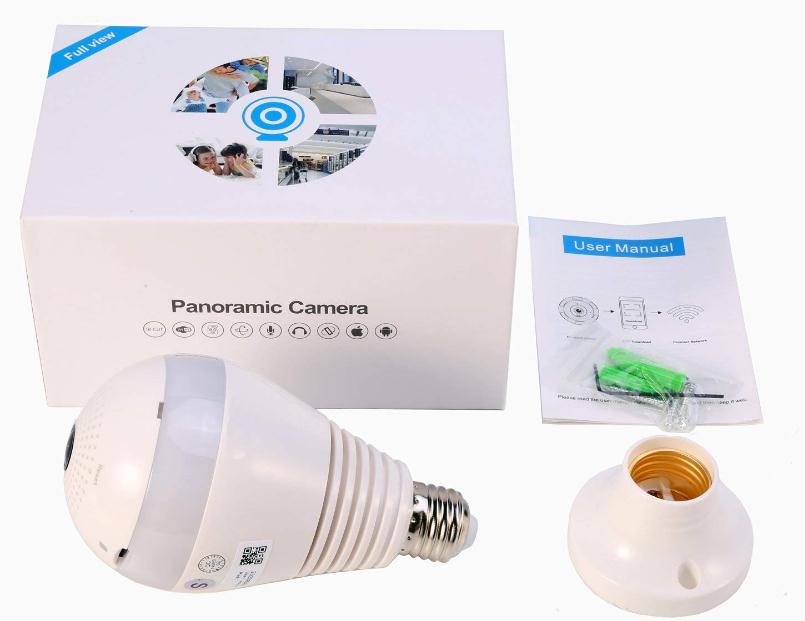 Night Vision Camera 360 Degree Panoramic CCTV Security Wireless IP Wifi Light Bulb Camera V380