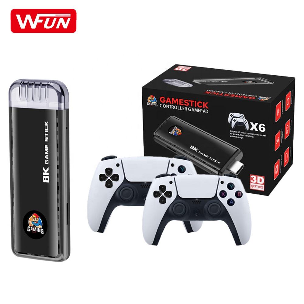 X6 Game Stick USB Video Game Consoles 2.4G Wireless Controllers Retro 8K Games 15 Simulators 64G 39000+ for PS1/FC/GBA