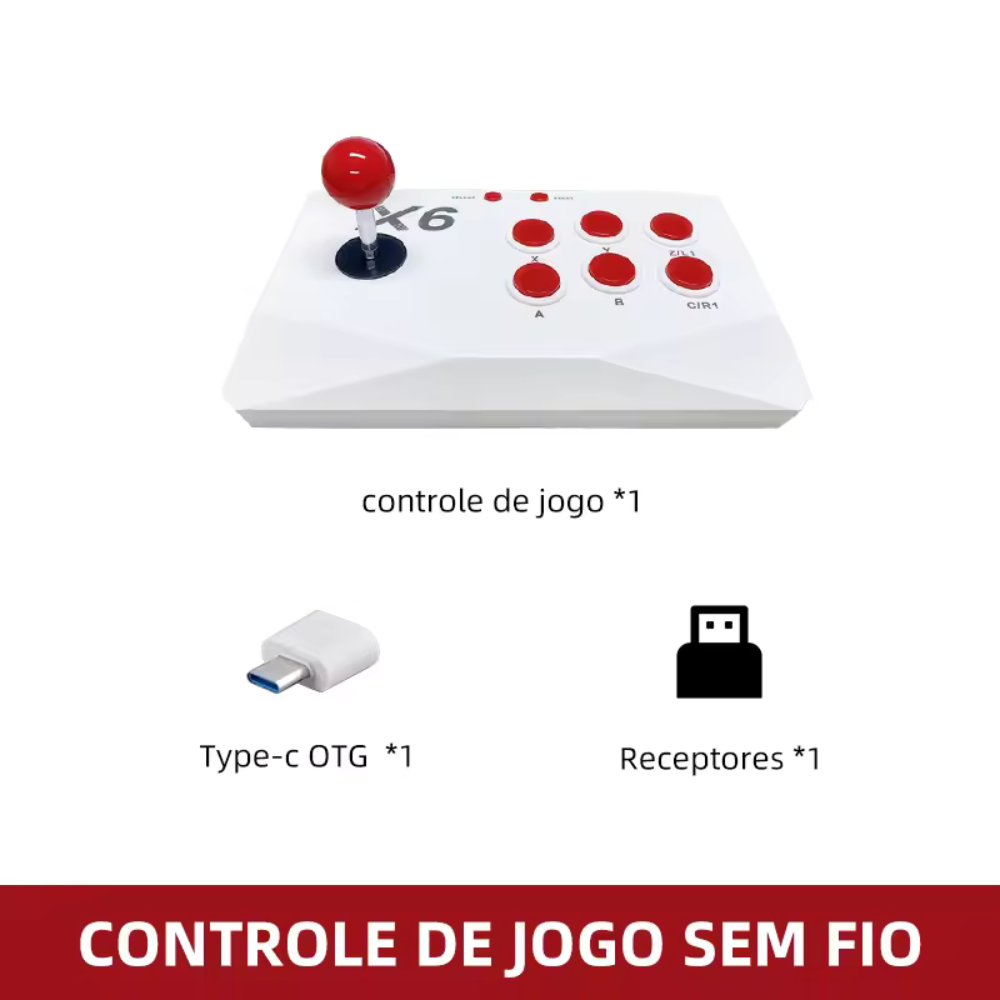 X6 Arcade Joystick for M8 Game Stick 2.4G USB Wireless Gaming Controller for PC/Android Smartphone MAME Fighting Gamepad
