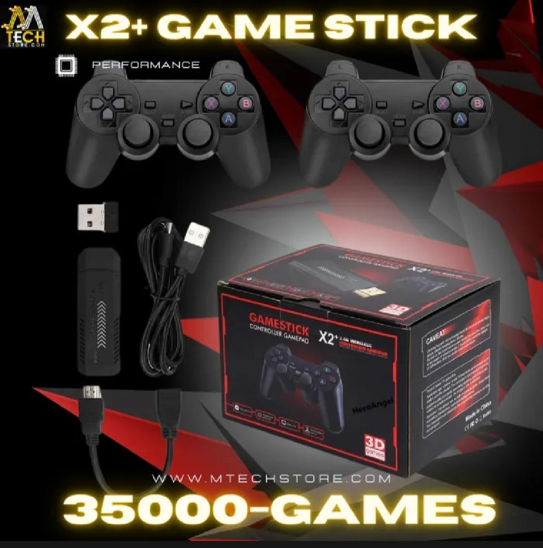 X2 Plus 4K Game Stick 64G Built-in 37000 3D Games 40+ Simulators for N64/PSP HD Video Game Console