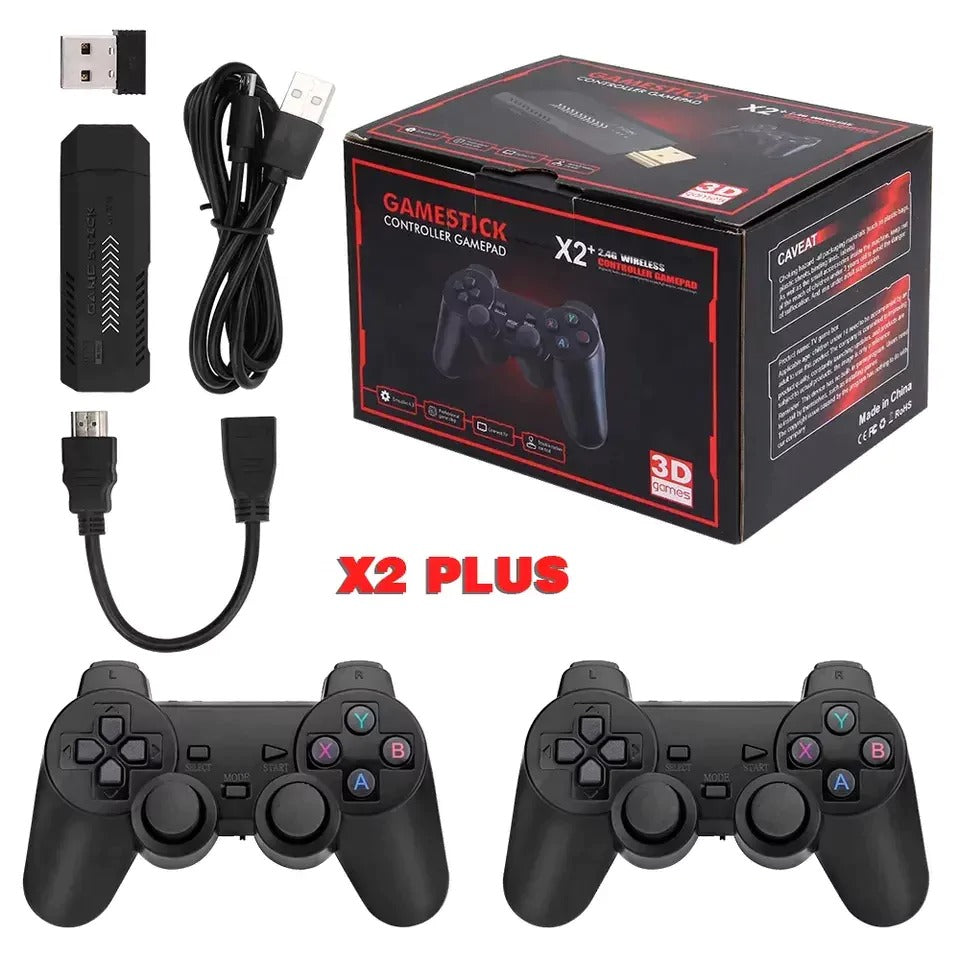 X2 Plus 4K Game Stick 64G Built-in 37000 3D Games 40+ Simulators for N64/PSP HD Video Game Console