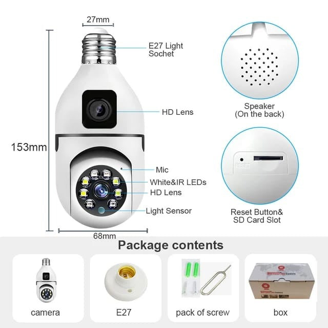 DUAL LENS - 4MP CCTV - CCTV Camera V380 Pro- 4 MP ~ DOUBLE LENS Wifi Camera - Wifi Smart Camer